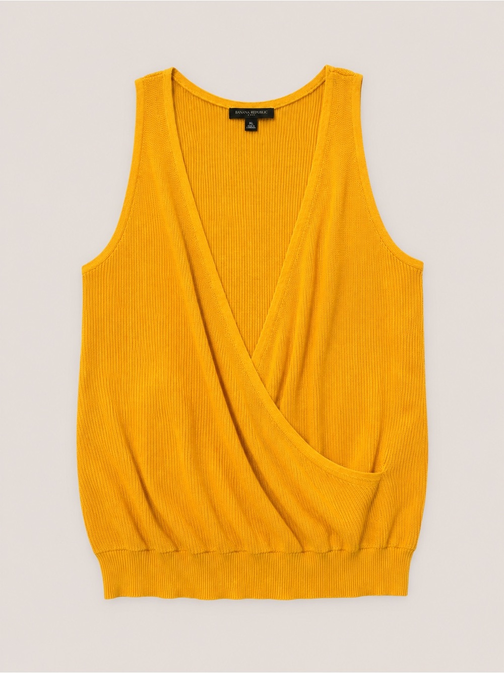 Banana Republic Mustard Yellow Sleeveless Wrap Sweater Tank – XL